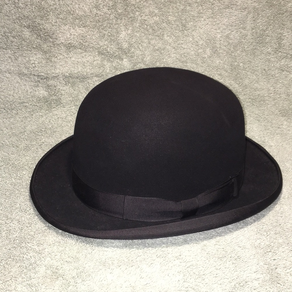Resistol black bowler hat self-conforming style NO 10 size large short brim